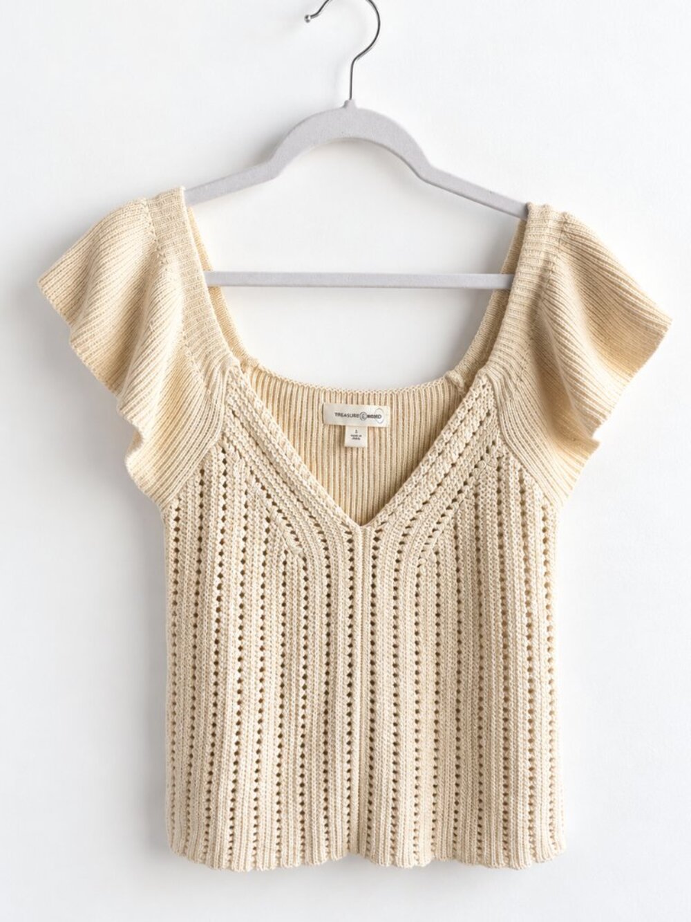 Treasure & Bond Knit Flutter Sleeve Top S